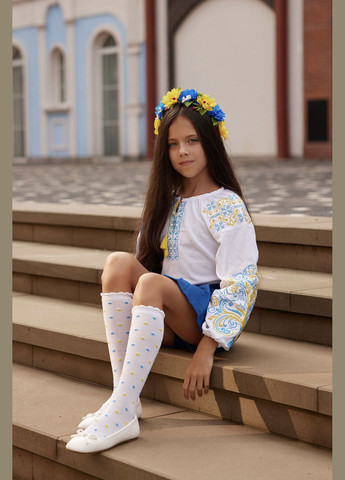 Детские белые полупрозрачные гольфы в сине-желтую точку SOX (311512213)