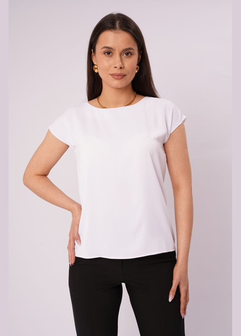 Біла базова блуза з коротким рукавом GELBI 1402