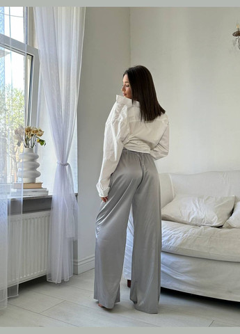 Приятные к телу нежные шёлковые штаны в универсальном размере 42-46, шикарные штаны на высокой посадке и на резинке No Brand 204-1 (295903304)