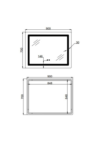 Зеркало Kubis () 900х700 с LED-подсветкой Touch, с антизапотеванием, с диммером, рег. яркости LD78LF904907048452 LIDZ KU2 (372660193)