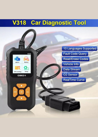 Автосканер діагностичний CarD V318 OBD-2 сканер несправностей автомобіля (R051041) No Brand (330778579)