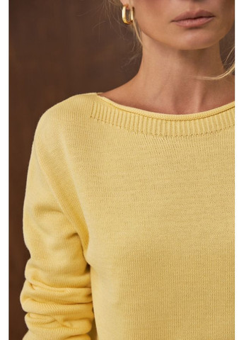 Желтый демисезонный лаконичный джемпер с горловиной челнок (2892) Triko Bakh