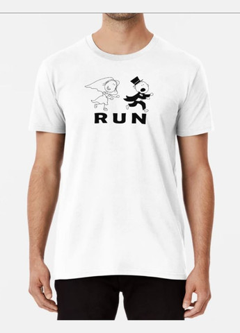 Біла чоловіча футболка з принтом наречений біжи run Stedman