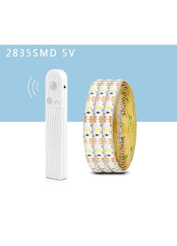 LED стрічка 3м від батарейок або powerbank з датчиком руху і сенсором освітленості теплий білий світіння No Brand 7528 (299386646)