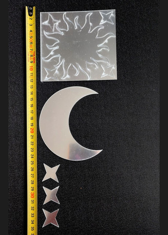 Акриловые наклейки зеркальные Месяц Солнце и звезды 7 шт набор Б336 No Brand (325699337)