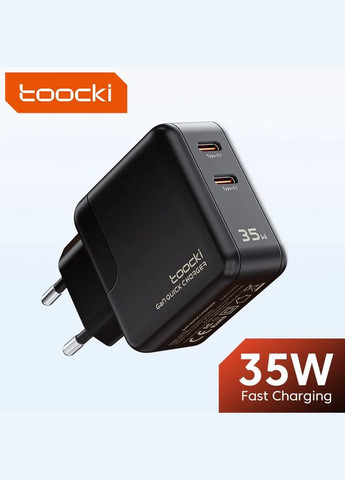 Мережевий зарядний пристрій GaN 35W 2Type-C Black Toocki (300523969)