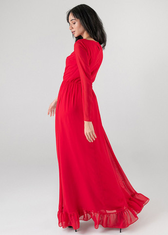 Алое праздничный, вечернее красное длинное платье с юбкой-солнце Nai Lu-na by Anastasiia Ivanova однотонное