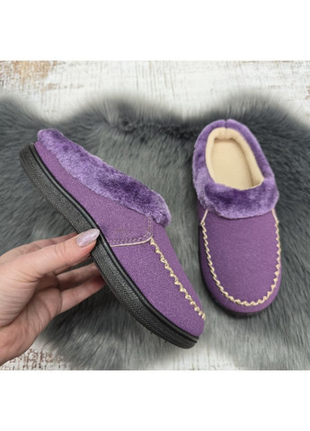 Фиолетовые тапочки сабо женские теплые домашние фиолетовые без задника Dago Style