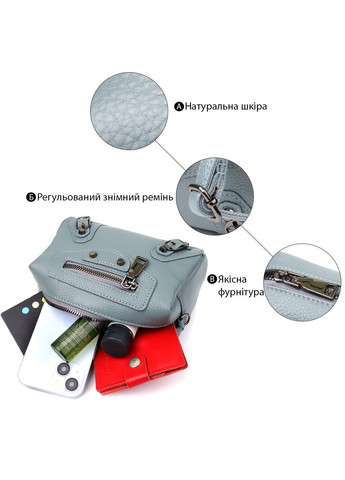 Элегантная женская сумка из натуральной кожи с декоративной фурнитурой голубая Vintage (352167654)