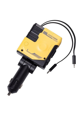 Автомобильное зарядное устройство MECHA с выдвижными кабелями и портами USB/Type-C Желтый HP-A1Y Shenzhen (368767478)