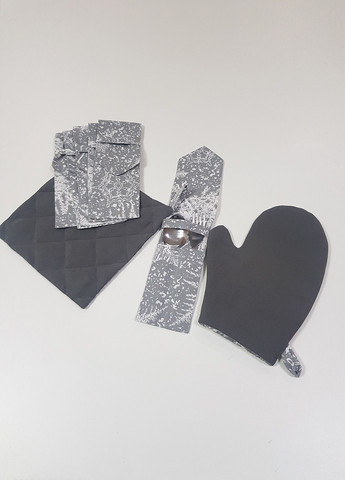 Комплект для сервірування Новорічний чохли для приборів 6шт прихватка 1шт рукавичка 1шт сірий (1_1ч) Firanka New Year (332056231)