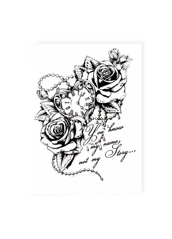 Тимчасове водостійке тату "Квітковий годинник" No Brand (312538012)