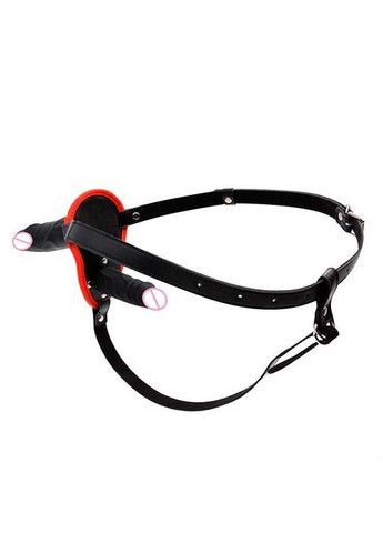 Двухсторонний страпон - Double StrapOn - 13,5/10*3,5 см - Черный No Brand (322400176)