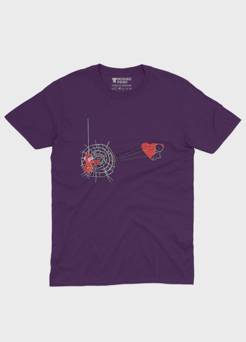 Фиолетовая демисезонная футболка для девочки с принтом супергероя - человек-паук (ts001-1-dby-006-014-005-g) Modno