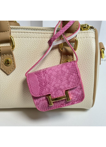 Розовая мини сумочка-брелок под змею. Стильный упор на сумку. Женский модный аксессуар B&S (370439521)