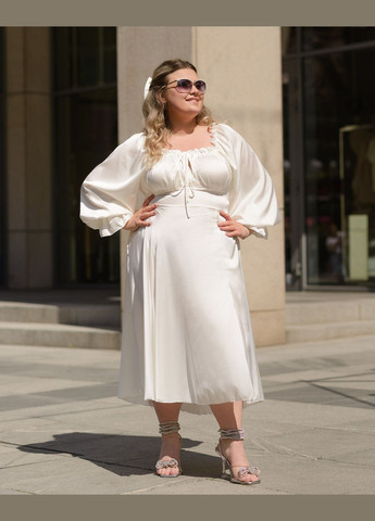 Білий жіноча сукня міді з шовку армані шампань Maybel