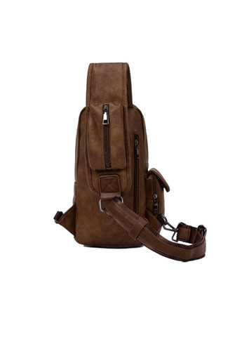 Чоловічий рюкзак-сумка на плече зі штучної шкіри з широкими лямками коричневий (sku_509) No Brand (346078164)
