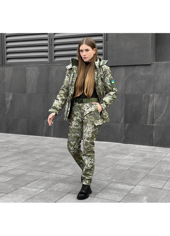 Оливкова (хакі) зимня куртка motive зима жіноча піксель Pobedov