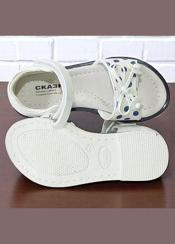 Белые повседневные, праздничные ортопедические босоножки открытые сандалии на липучках для девочки Сказка на липучке
