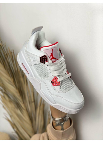 КРОССОВКИ ЖЕНСКИЕ NIKE AIR JORDAN RETRO 4 WHITE RED НАЙК АИР ДЖОРДАН No Brand белые демисезоны (367176756)