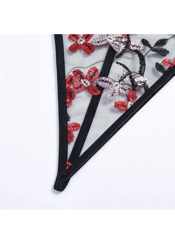 Черный демисезонный кружевной комплект нижнего белья с поясом черного цвета. женское нижнее белье прозрачное из мягкого кружева. China