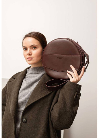 Кожаная женская круглая сумка-рюкзак Maxi бордовая BlankNote (348359264)