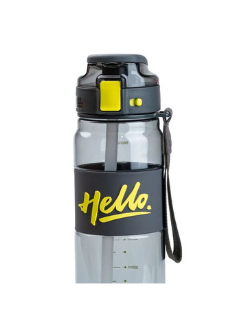 Пляшка для води 860 мл тритан з ремінцем і ручкою Чорна Happy Life (321997880)