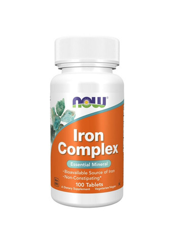 Витамины и минералы Iron Complex, 100 таблеток Now (293341546)