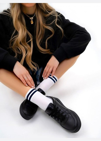 Черные демисезонные черные повседневные кроссовки из натуральной кожи ISSA PLUS