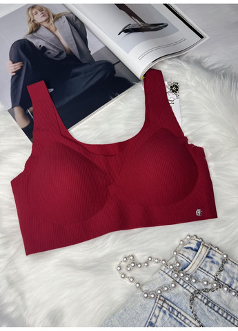 Красный бесшовный бюстгальтер топ в рубчик. Beisdanna без косточек полиамид, эластан
