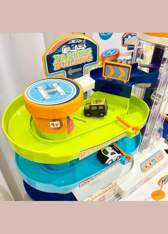 Дитячий музичний гараж для машинок T103-77A з автоматичним підйомником 3 поверхи, 4 машинки Fun Game (327797239)