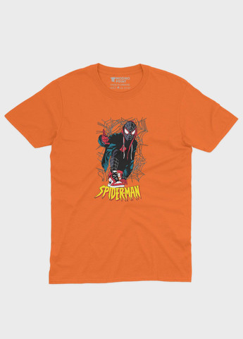 Помаранчева демісезонна футболка для хлопчика з принтом супергероя - людина-павук (ts001-1-ora-006-014-053-b) Modno