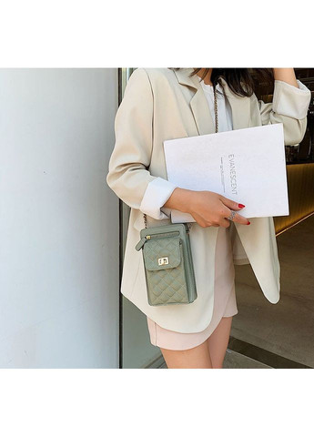 Жіноча міні сумочка клатч стьобана із екошкіри зелена маленька сумка для дівчат модний гаманець-клатч ProDobro (363221382)