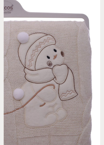 Плед в'язаний з шапкою Сніговик 100*90 см молочний (44659) BABYKROHA (303924697)