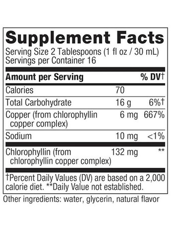 Chlorofresh, Liquid Chlorophyll, 16 fl oz 480 ml Mint Flavored NWY03501 Nature's Way (338538129)