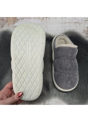 Серые тапки мужские домашние теплые с закрытым носком на меху Luck Line