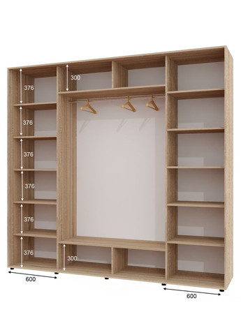 Шкаф-купе трехдверный 270*60*250 см Дуб Сонома 3 двери ДСП ШК-05 Алекса (360477070)