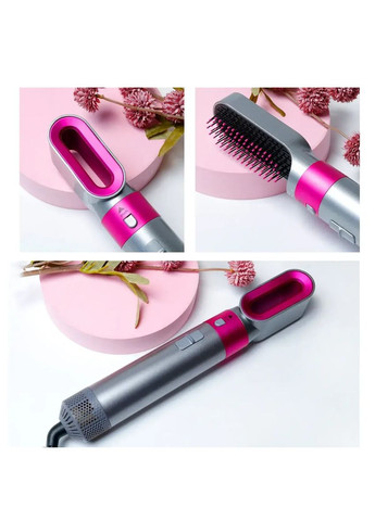 Фен-стайлер 5в1 с функциями придания объема для разных типов волос 5 насодок 1000 Вт Grey/Pink Lesko (350349333)