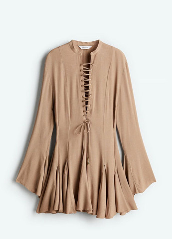 Бежевое кэжуал платье H&M однотонное