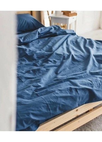 Постільна білизна полуторна Home Варена бавовна 20476 160х215 см синя DUSHKA (327791570)