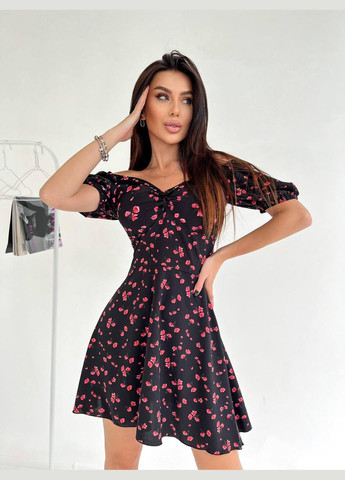 Чорна повсякденний, кежуал жіноча сукня літня а-силует Style Point з квітковим принтом