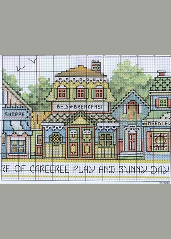 Набор для вышивания по нанесённой на канву схеме "Street views (6)". AIDA 14CT printed, 52*19 см Joy Sunday (313613038)