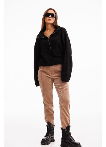 Жіночі вельветові штани темно-бежеві з асиметричним поясом Arjen (353305974)