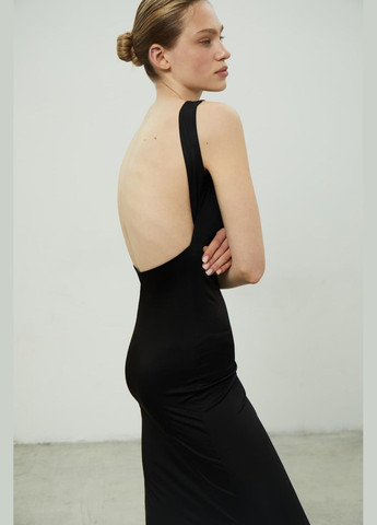 Черное платье с открытой спиной черный 696-1 Papaya