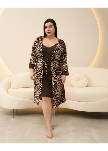 Комплект віскозний сорочка та халат Plus size Nicoletta (368754385)