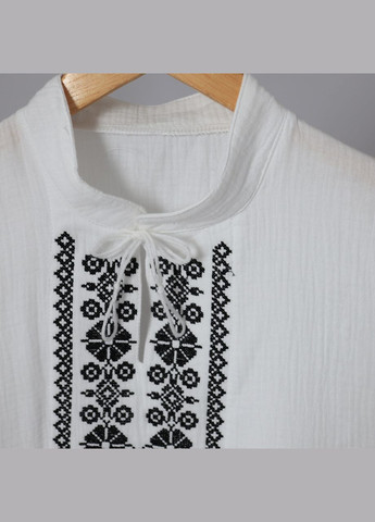 Чорно-біла чоловіча літня вишита футболка з бавовни біла з коротким рукавом No Brand