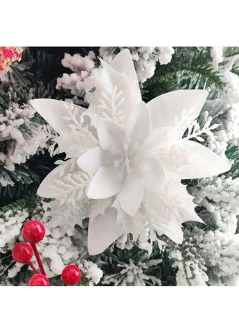 Трехслойный рождественский цветок на елку, рождественский декор - ширина 14 см. Белый No Brand (370161653)