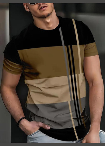 Коричневая мужская футболка полоски Яскраво