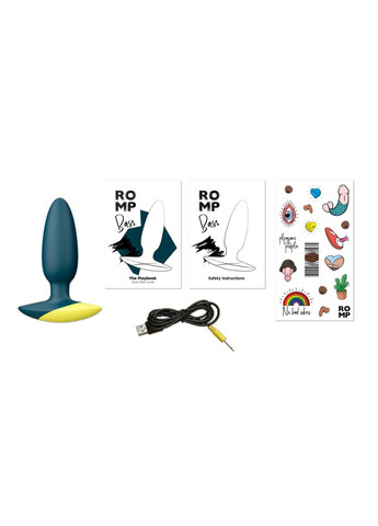 Анальная вибропробка Bass Dark Green, силикон, перезаряжаемая, макс. диаметр 3 см Romp (339866074)