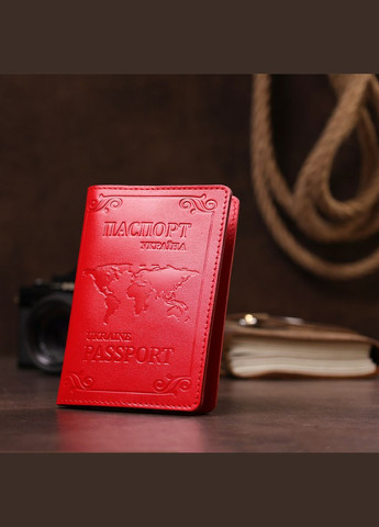 Кожаная обложка на паспорт с картой и рамкой 13981 Красная Shvigel (297129615)